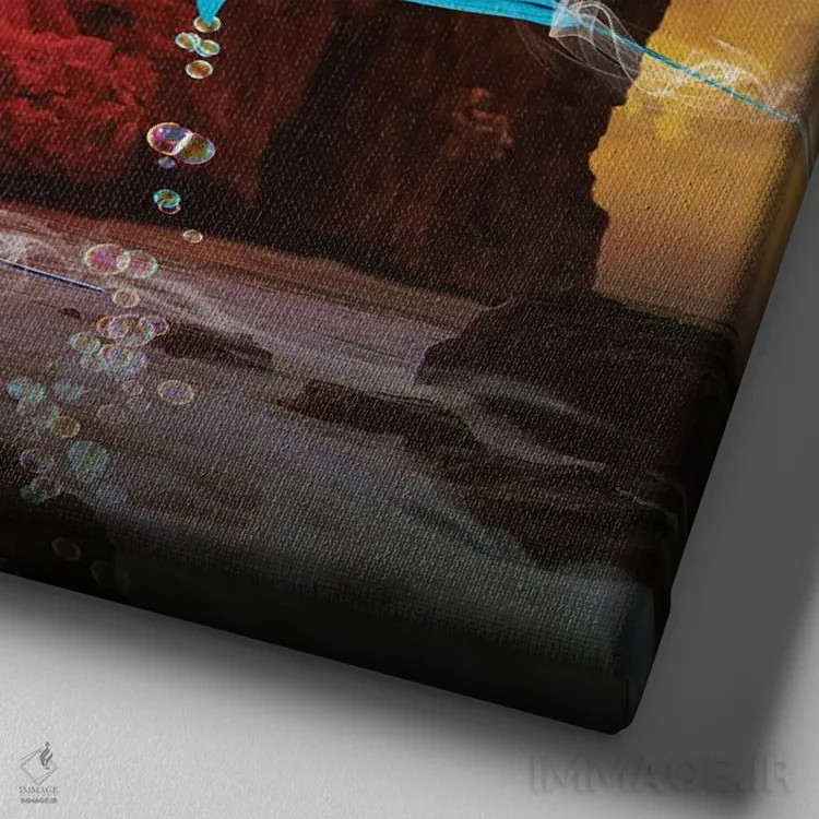 تابلو خواب دیدن در نقطهٔ پرتوها اثر دیوید لوبلاو - نمای نزدیک بافت بوم