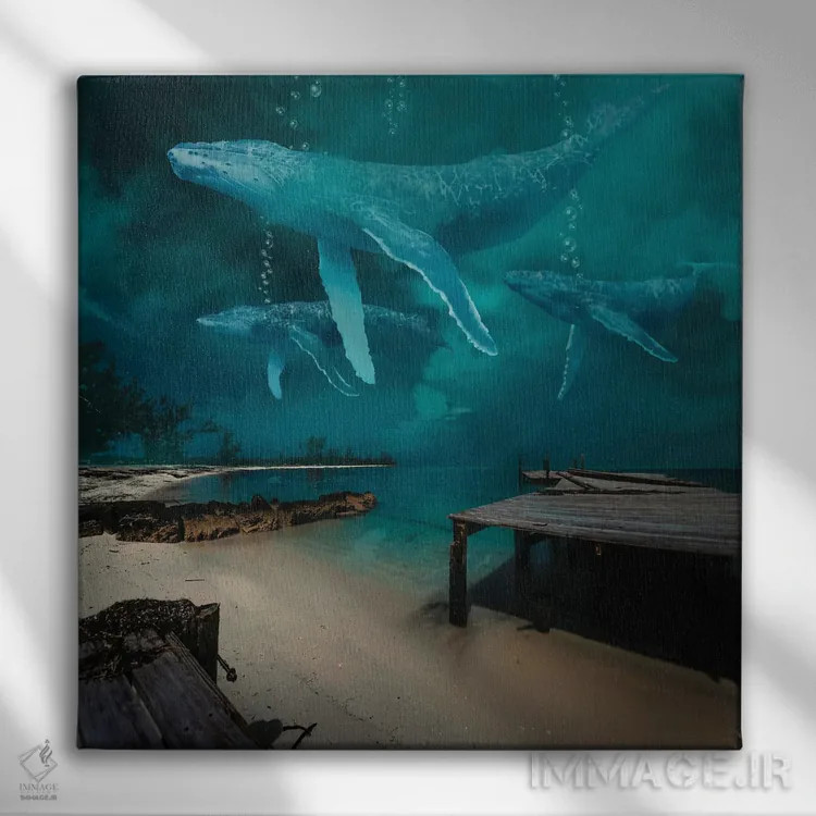 تابلو نهنگ شبح در شب اثر دیوید لوبلاو - نمای روبهرو روی دیوار