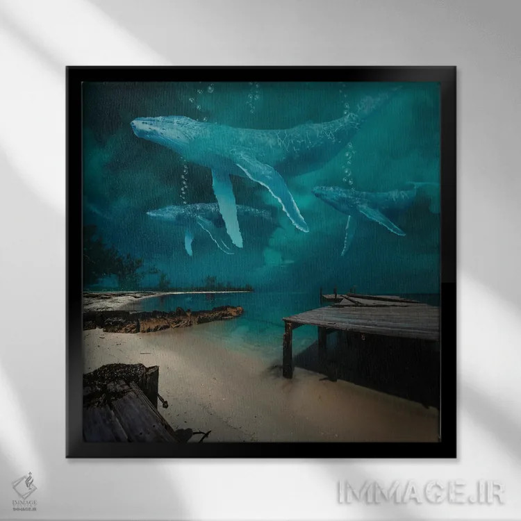 تابلو نهنگ شبح در شب اثر دیوید لوبلاو - نمای قابدار مشکی