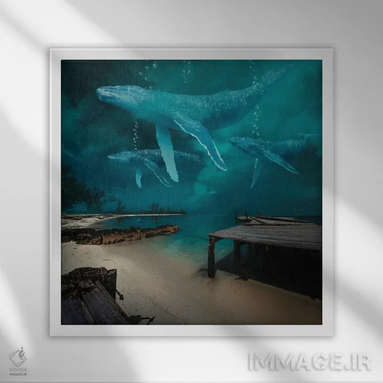 تابلو نهنگ شبح در شب اثر دیوید لوبلاو - نمای قابدار سفید