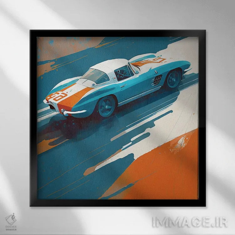 تابلو شورلت کوروت مسابقهای اثر دیوید لوبلاو - نمای قابدار مشکی