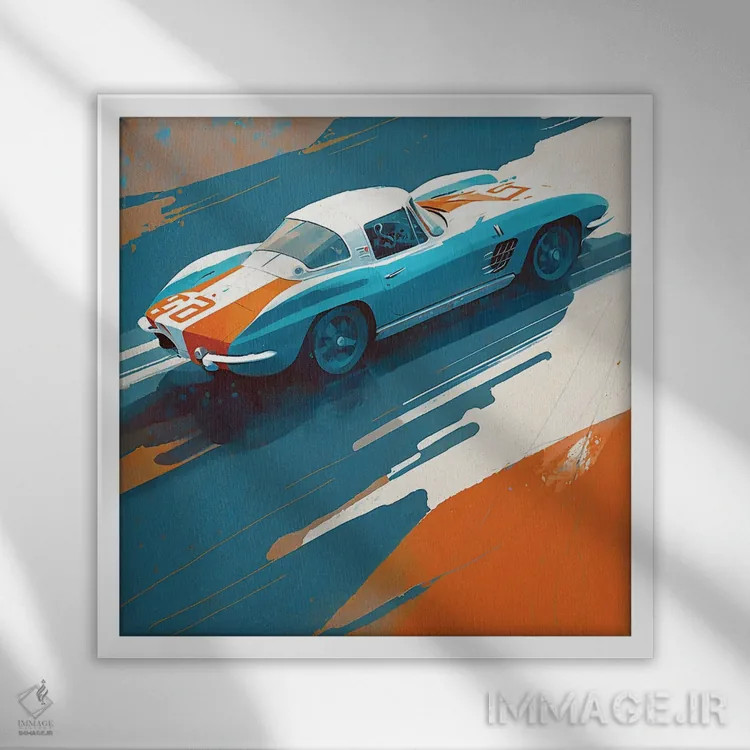 تابلو شورلت کوروت مسابقهای اثر دیوید لوبلاو - نمای قابدار سفید