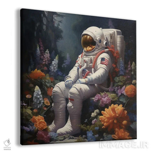 تابلو فضانورد با گلها اثر دیوید لوبلاو - نمای پرسپکتیو محصول
