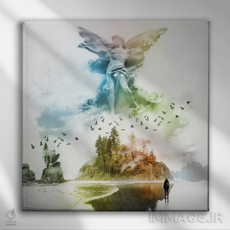تابلو فرشته در مه اثر دیوید لوبلاو - نمای روبهرو روی دیوار