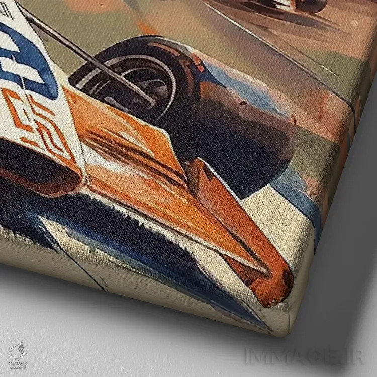 تابلو رانندهٔ رترو ایندیاناپولیس اثر دیوید لوبلاو - نمای نزدیک بافت بوم