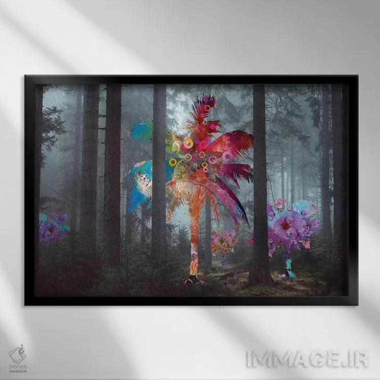 تابلو گوناگونی در جنگل اثر دیوید لوبلاو - نمای قابدار مشکی