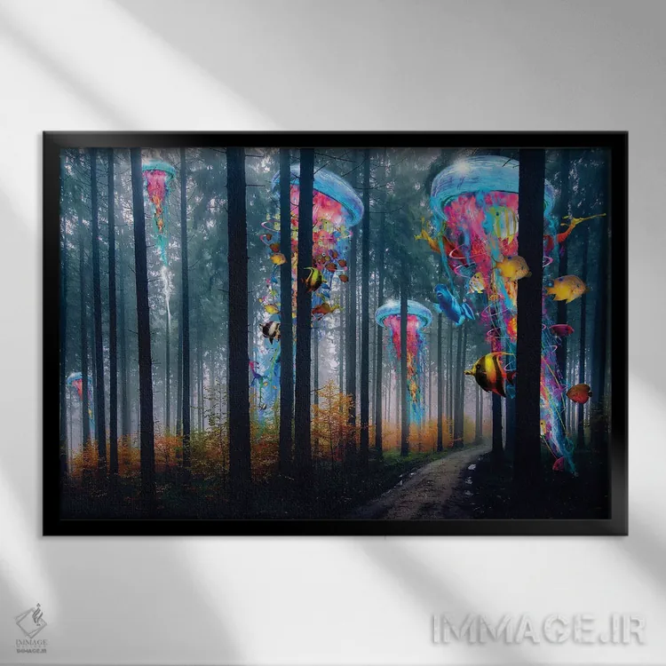 تابلو جنگل عروس دریایی برقی فوقالعاده اثر دیوید لوبلاو - نمای قابدار مشکی