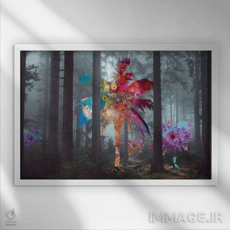 تابلو گوناگونی در جنگل اثر دیوید لوبلاو - نمای قابدار سفید