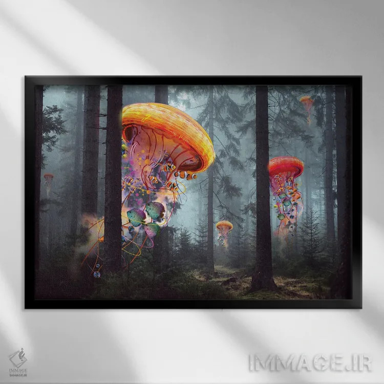 تابلو جنگل عروس دریایی برقی اثر دیوید لوبلاو - نمای قابدار مشکی