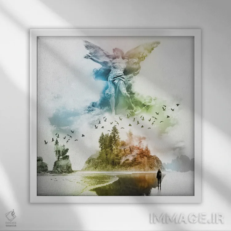 تابلو فرشته در مه اثر دیوید لوبلاو - نمای قابدار سفید