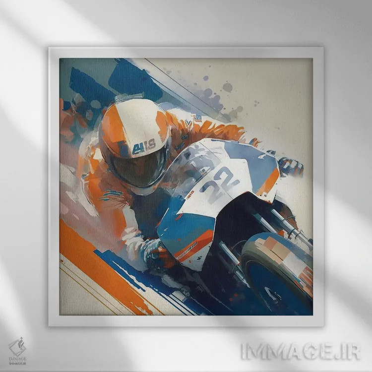 تابلو ورزشهای موتوری اثر دیوید لوبلاو - نمای قابدار سفید