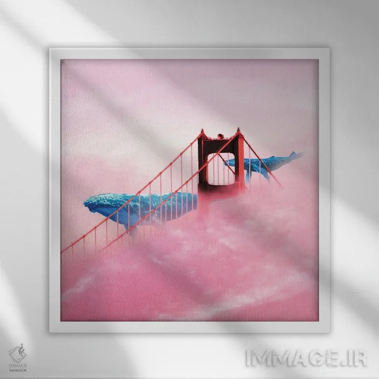 تابلو تماشای نهنگ ساحلی اثر دیوید لوبلاو - نمای قابدار سفید