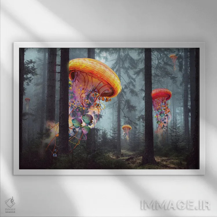 تابلو جنگل عروس دریایی برقی اثر دیوید لوبلاو - نمای قابدار سفید