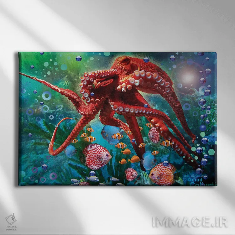 تابلو اختاپوس قرمز اثر دیوید لوبلاو - نمای روبهرو روی دیوار