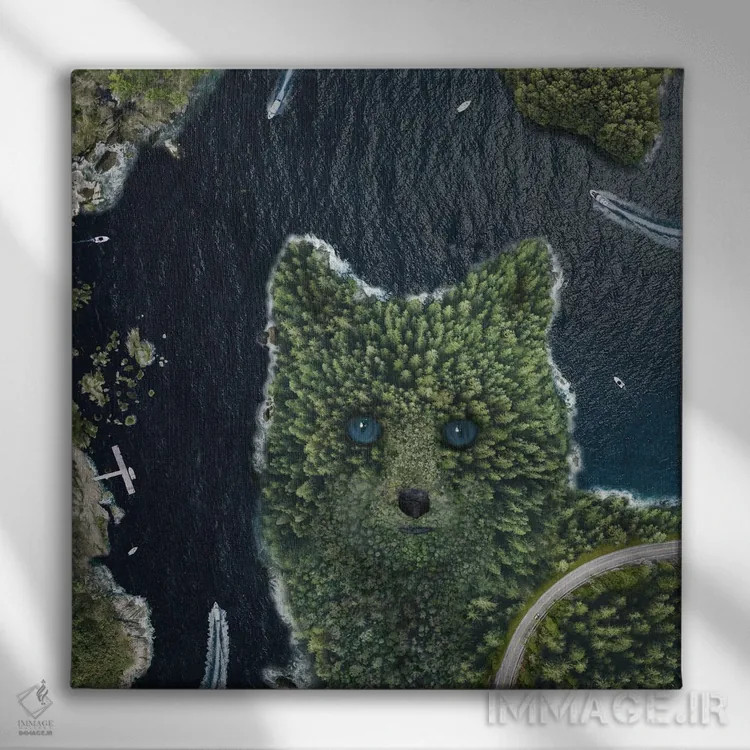 تابلو نقطهٔ روباه از بالا اثر دیوید لوبلاو - نمای روبهرو روی دیوار