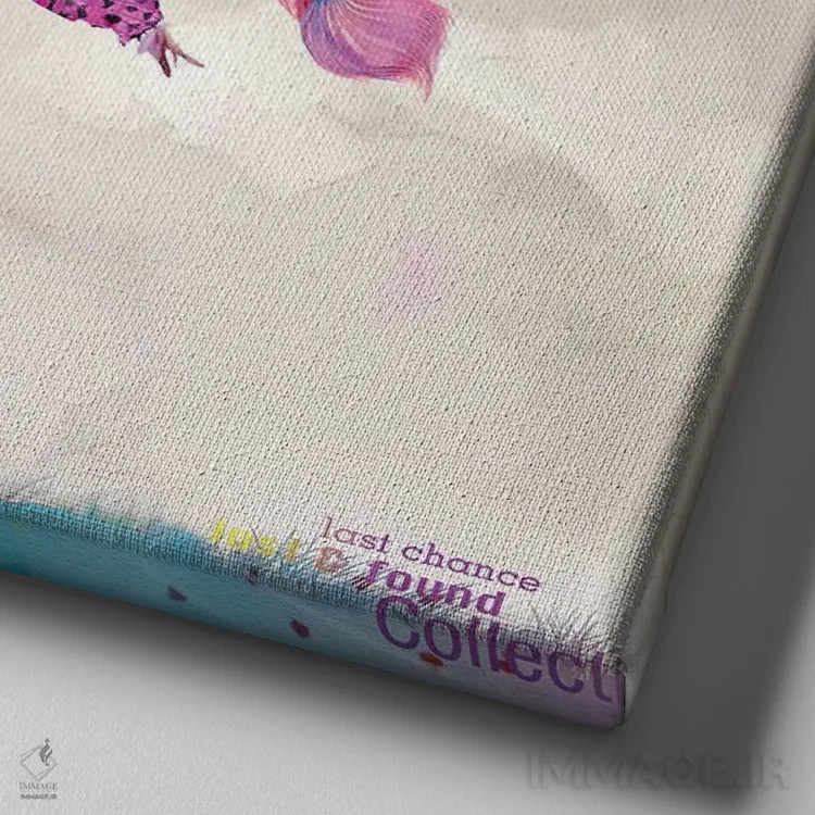 تابلو گل نخل با ماهی اثر دیوید لوبلاو - نمای نزدیک بافت بوم