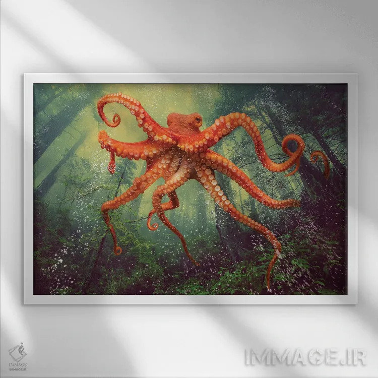 تابلو جنگل اختاپوس اثر دیوید لوبلاو - نمای قابدار سفید