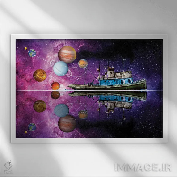 تابلو جاذبهٔ سیارهای اثر دیوید لوبلاو - نمای قابدار سفید