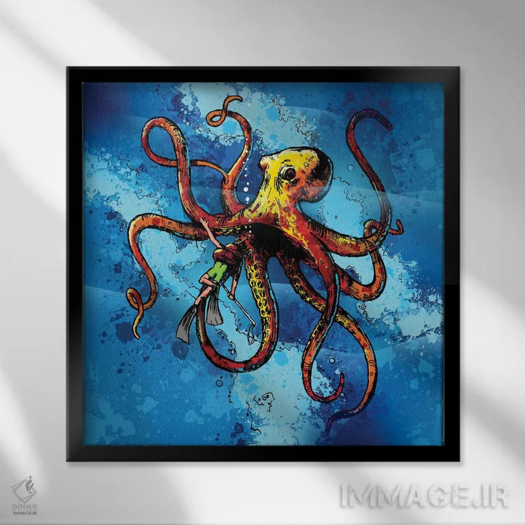 تابلو اختاپوس از اعماق دریا اثر دیوید لوبلاو - نمای قابدار مشکی