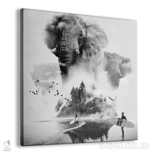 تابلو فیل در میان مه موجسوار اثر دیوید لوبلاو - نمای پرسپکتیو محصول
