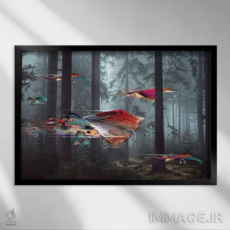 تابلو جنگل سفرهماهی برقی اثر دیوید لوبلاو - نمای قابدار مشکی