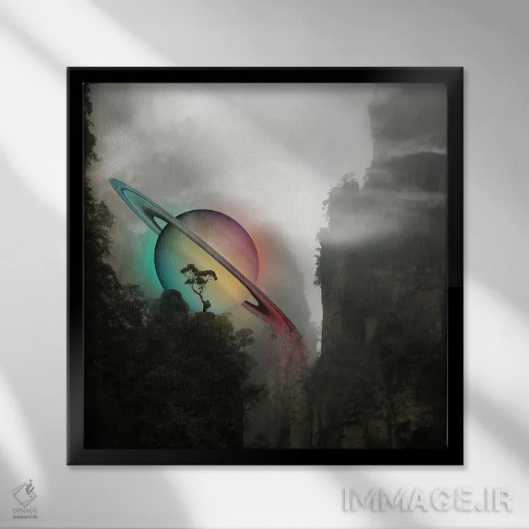 تابلو فرود بر زحل (سیاره) اثر دیوید لوبلاو - نمای قابدار مشکی