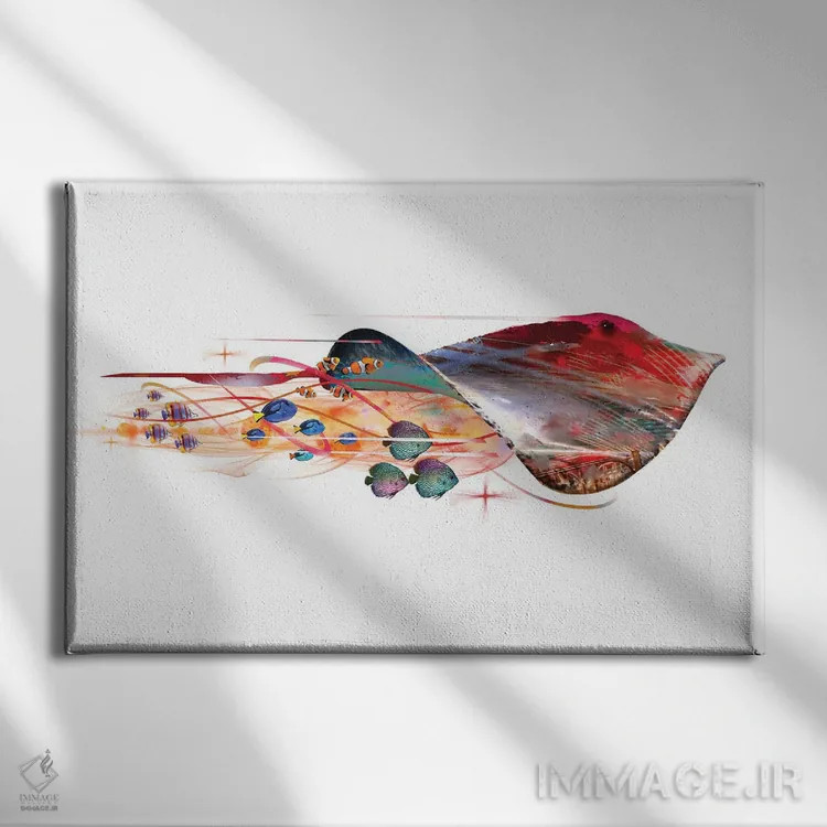 تابلو سفرهماهی رنگارنگ اثر دیوید لوبلاو - نمای روبهرو روی دیوار