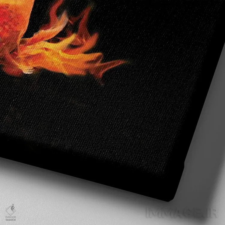 تابلو ماهی مبارز روی آتش اثر دیوید لوبلاو - نمای نزدیک بافت بوم