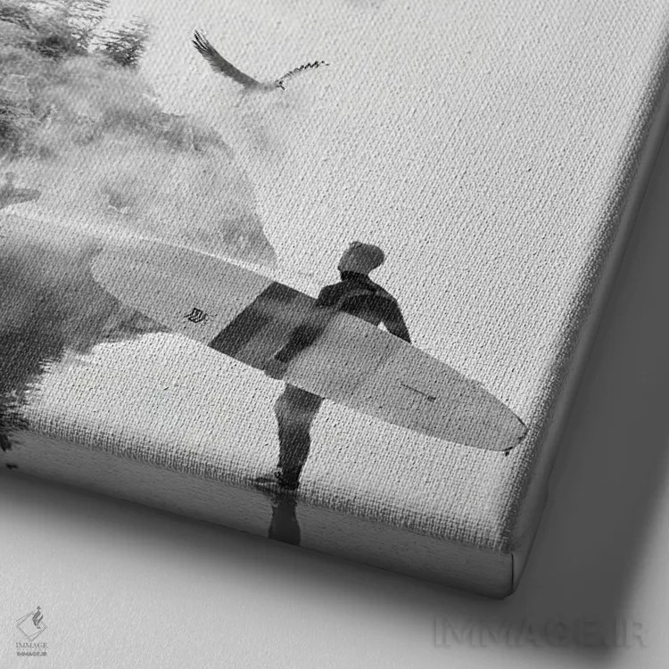 تابلو فیل در میان مه موجسوار اثر دیوید لوبلاو - نمای نزدیک بافت بوم