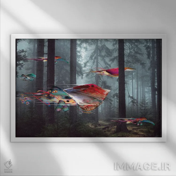 تابلو جنگل سفرهماهی برقی اثر دیوید لوبلاو - نمای قابدار سفید