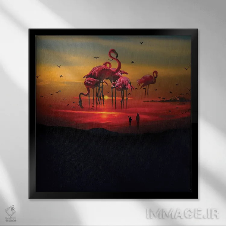 تابلو ساحل فلامینگو اثر دیوید لوبلاو - نمای قابدار مشکی