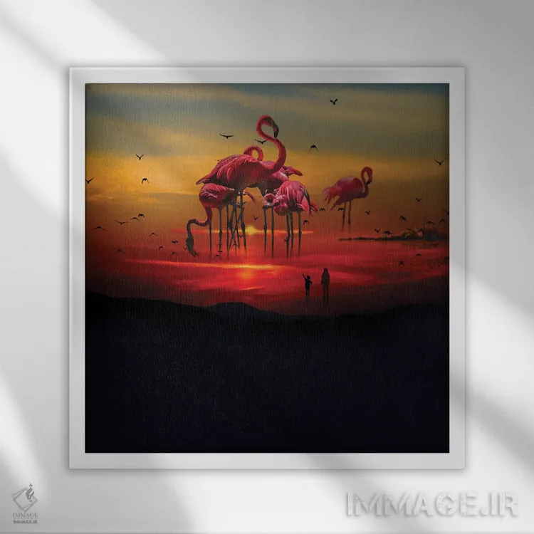 تابلو ساحل فلامینگو اثر دیوید لوبلاو - نمای قابدار سفید