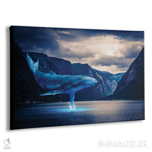 تابلو تماشای نهنگها در دریاچه و کوهستان اثر دیوید لوبلاو - نمای پرسپکتیو محصول