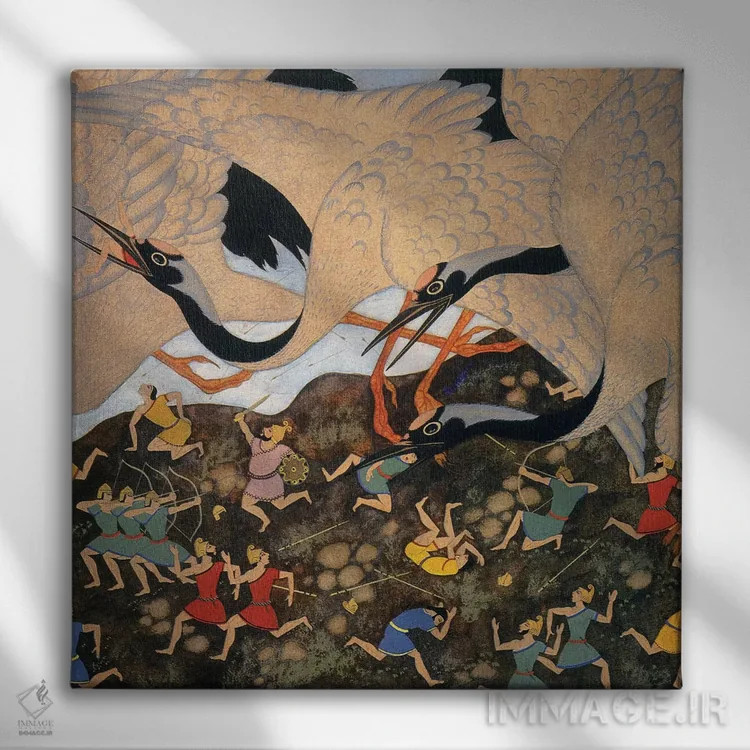 تابلو تنگلوود: آنها دائماً با درناها در جنگ بودند اثر ادموند دولاک (نقاش و تصویرگر فرانسوی-انگلیسی) - نمای روبهرو روی دیوار