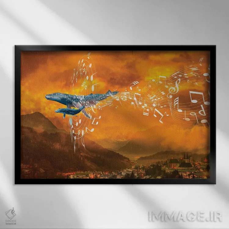 تابلو موسیقی نهنگ در کوهستان اثر دیوید لوبلاو - نمای قابدار مشکی