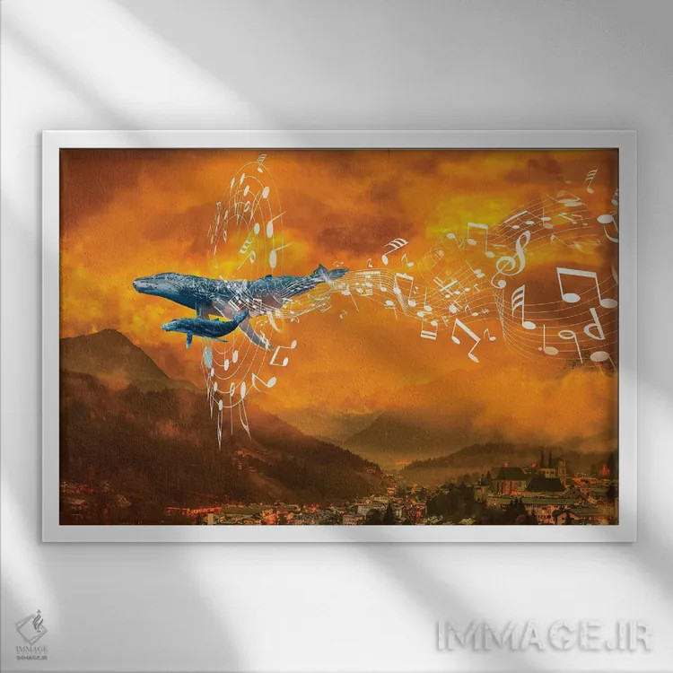 تابلو موسیقی نهنگ در کوهستان اثر دیوید لوبلاو - نمای قابدار سفید