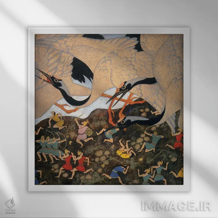 تابلو تنگلوود: آنها دائماً با درناها در جنگ بودند اثر ادموند دولاک (نقاش و تصویرگر فرانسوی-انگلیسی) - نمای قابدار سفید