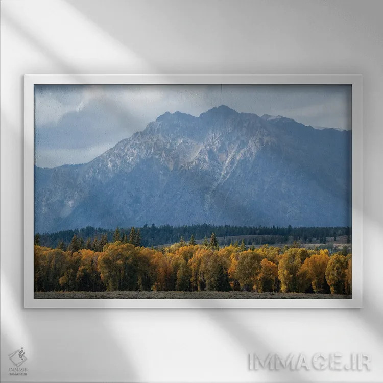 تابلو تیتونز (کوهها - آمریکا) اثر داستین لِفور - نمای قابدار سفید