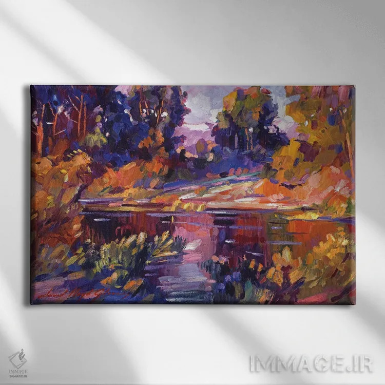 تابلو دریاچهٔ سکوت اثر دیوید لوید گلوور - نمای روبهرو روی دیوار