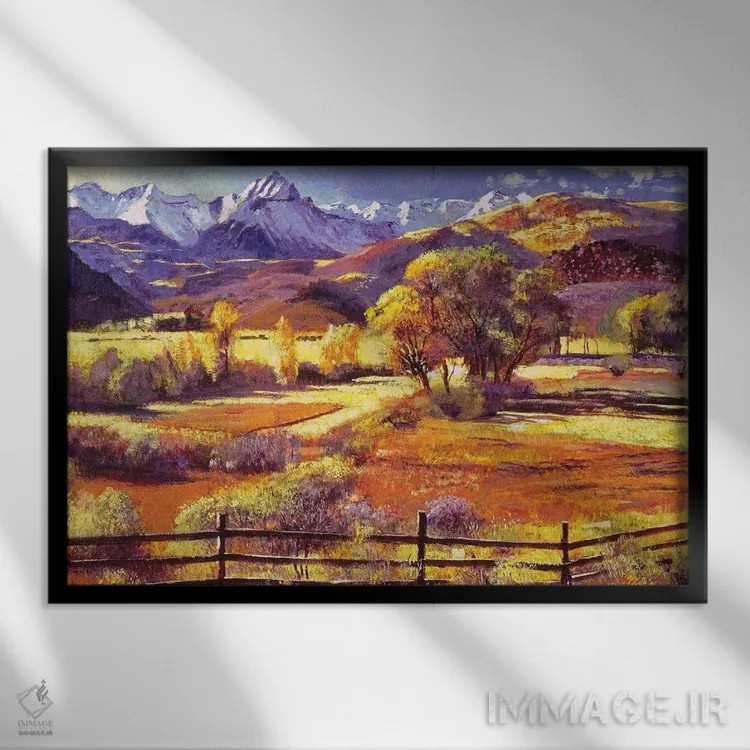 تابلو مزرعه پای کوه اثر دیوید لوید گلوور - نمای قابدار مشکی
