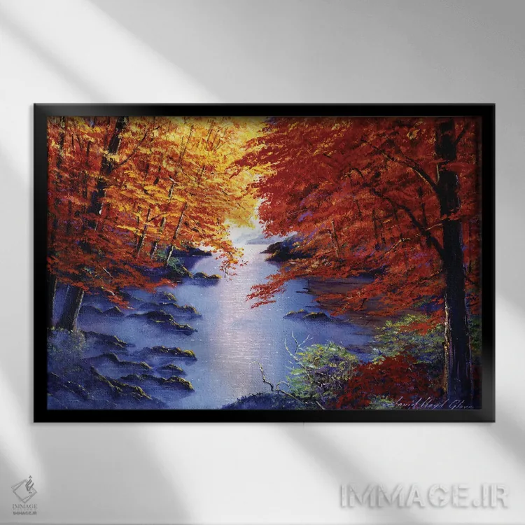 تابلو صبح آبی مهآلود اثر دیوید لوید گلوور - نمای قابدار مشکی