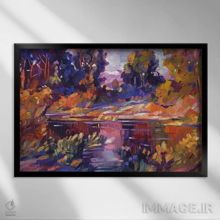 تابلو دریاچهٔ سکوت اثر دیوید لوید گلوور - نمای قابدار مشکی