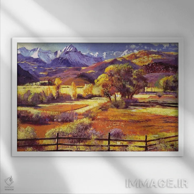 تابلو مزرعه پای کوه اثر دیوید لوید گلوور - نمای قابدار سفید