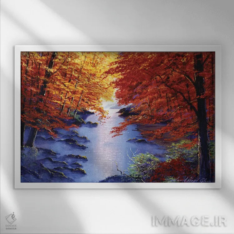 تابلو صبح آبی مهآلود اثر دیوید لوید گلوور - نمای قابدار سفید