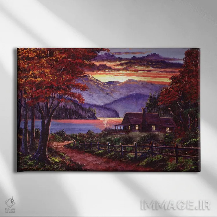 تابلو کلبهٔ تنها اثر دیوید لوید گلوور - نمای روبهرو روی دیوار