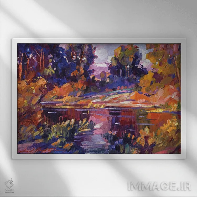 تابلو دریاچهٔ سکوت اثر دیوید لوید گلوور - نمای قابدار سفید