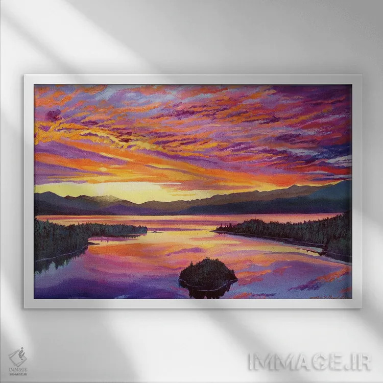 تابلو آسمان دریاچه تاهو اثر دیوید لوید گلوور - نمای قابدار سفید