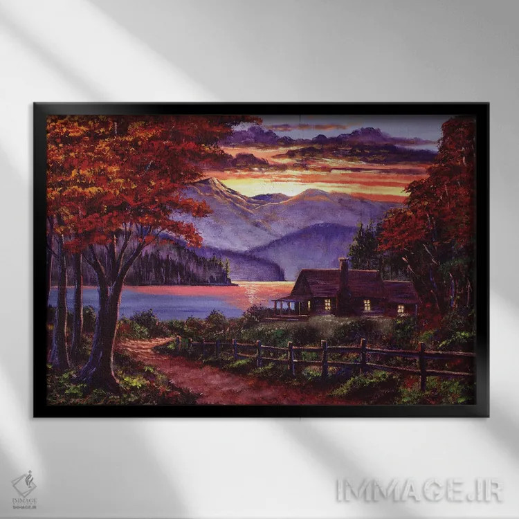 تابلو کلبهٔ تنها اثر دیوید لوید گلوور - نمای قابدار مشکی