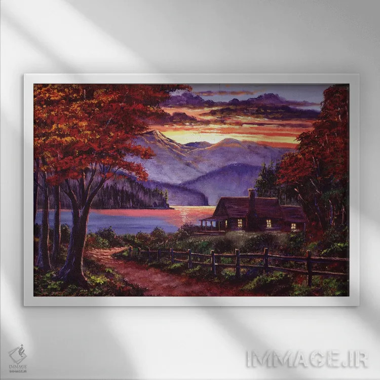 تابلو کلبهٔ تنها اثر دیوید لوید گلوور - نمای قابدار سفید