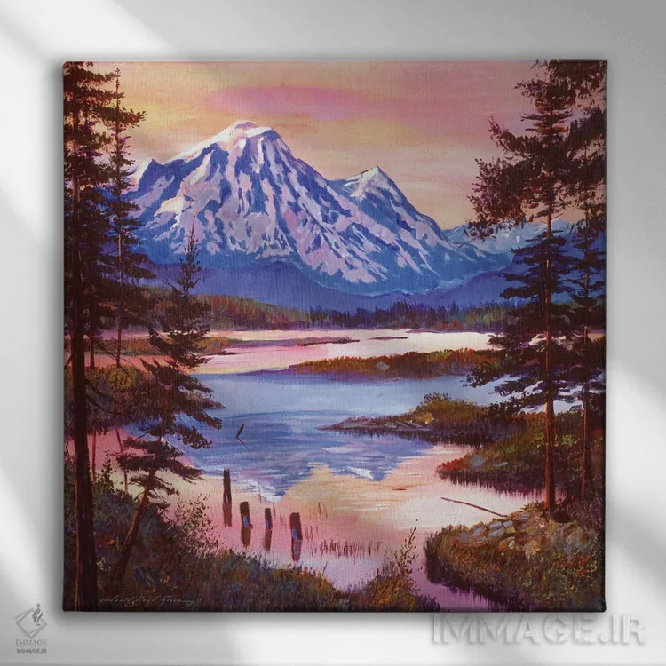 تابلو ساحل کوهستانی در اولین نور اثر دیوید لوید گلوور - نمای روبهرو روی دیوار